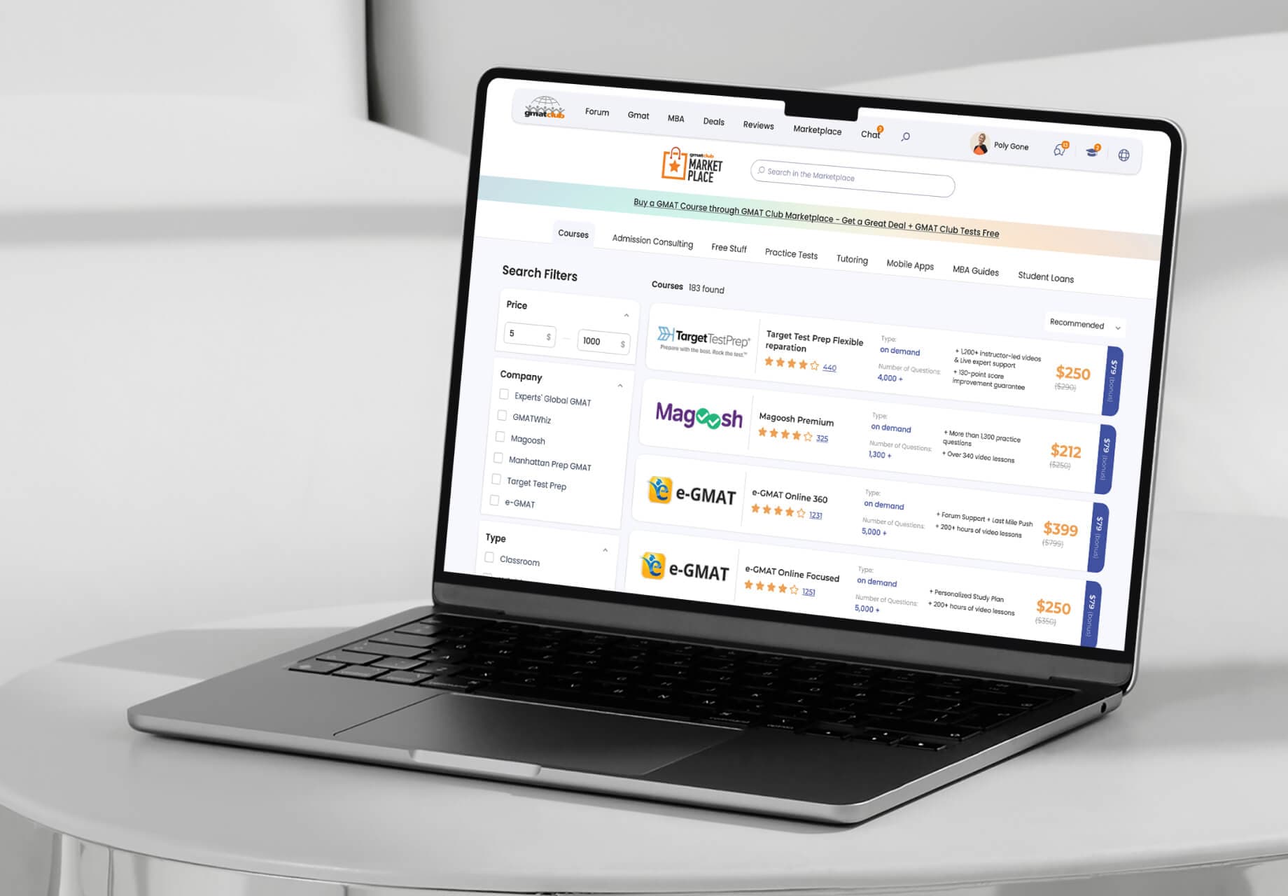 E-learning Platform for GMAT
and MBA Preparation