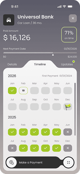 Lending services screen